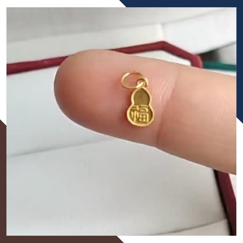 Charm hồ lô vàng 18k, charm treo hồ lô tài lộc mã 019AC284