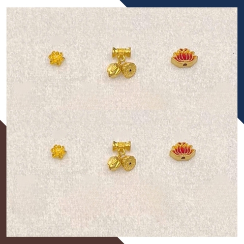Charm Hoa Sen Vàng 24k Mã CHARMV70 - May Mắn, Thanh Tịnh