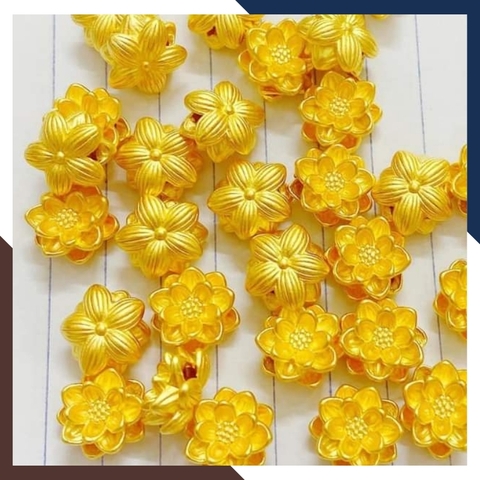Charm hoa sen vàng 24k 9999 size nhỏ 5mm