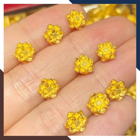 Charm hoa sen vàng 24k 9999 size nhỏ 5mm
