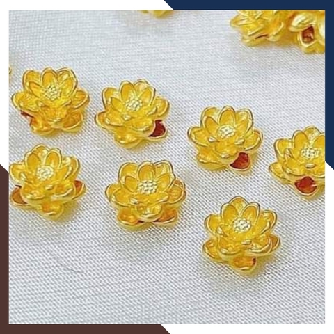 Charm hoa sen vàng 24k 9999 size nhỏ 5mm
