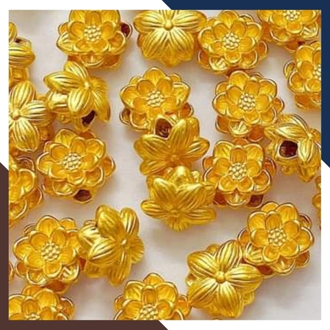 Charm hoa sen vàng 24k 9999 size nhỏ 5mm