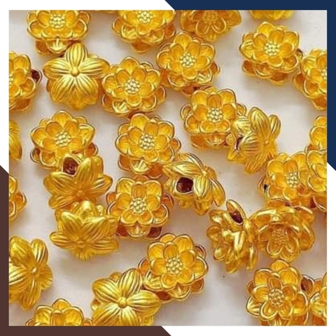 Charm hoa sen vàng 24k 9999 size nhỏ 5mm