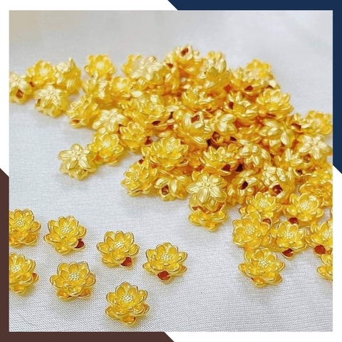 Charm hoa sen vàng 24k 9999 size nhỏ 5mm
