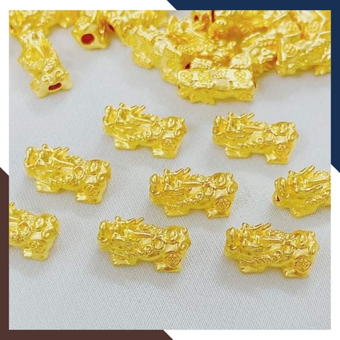 Charm tỳ hưu vàng ta 24k 9999 size nhỏ 5mm x 10mm