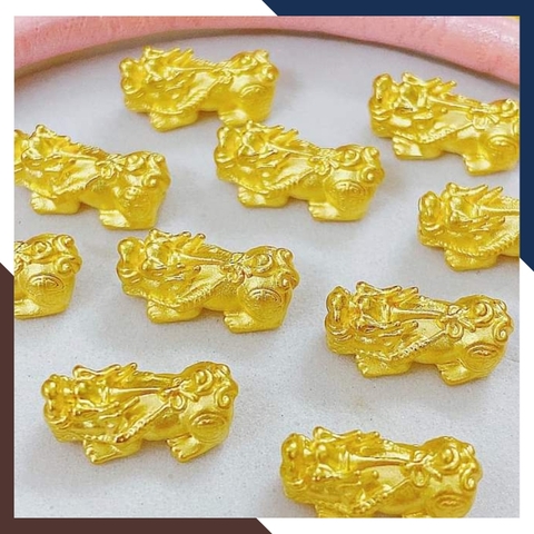 Charm tỳ hưu vàng ta 24k 9999 size nhỏ 5mm x 10mm