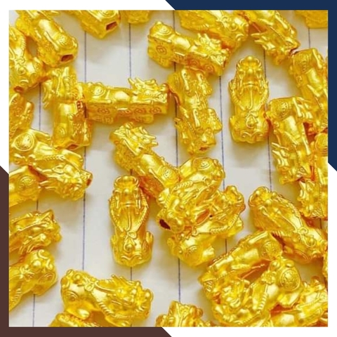 Charm tỳ hưu vàng ta 24k 9999 size nhỏ 5mm x 10mm