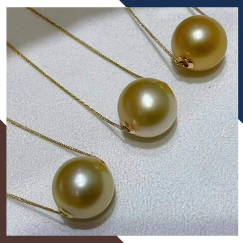 Charm vàng 18k ốp hạt ngọc trai xuyên tâm làm mặt dây chuyền mã 3.28O4.160