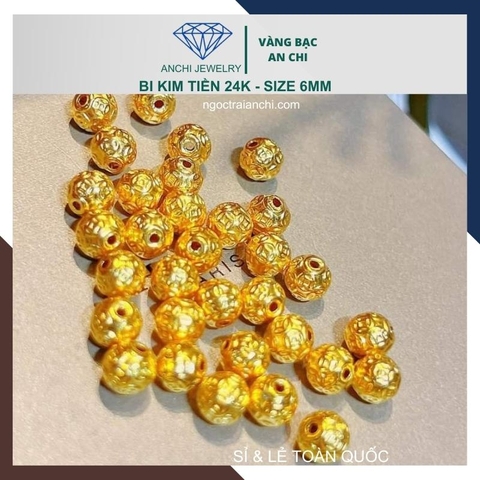Charm bi kim tiền vàng ta 24k 9999 size 6mm - AC380