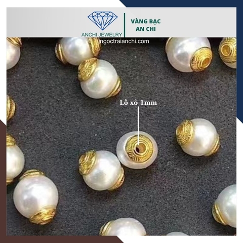 Mặt dây chuyền ngọc trai xuyên tâm ốp bạc mạ vàng mã AC070