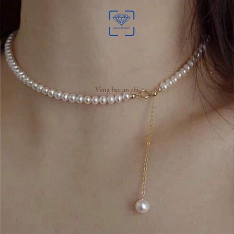 Set Ngọc Trai Hạt Nhỏ 4–5mm Mix Khóa Vàng 10K – Set Choker & Vòng Tay BTSNT17