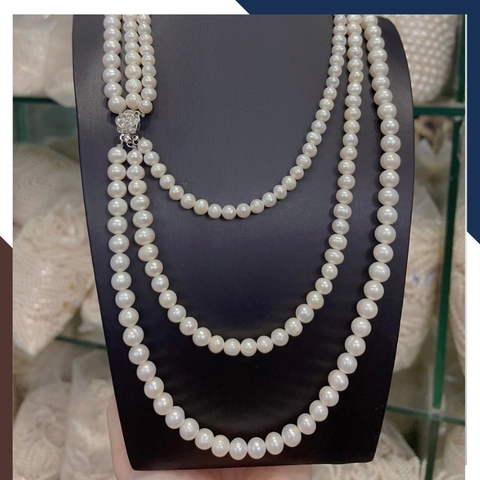 Vòng ngọc trai 3 tầng mặc áo dài đẹp cho nữ mã 3T78CH220