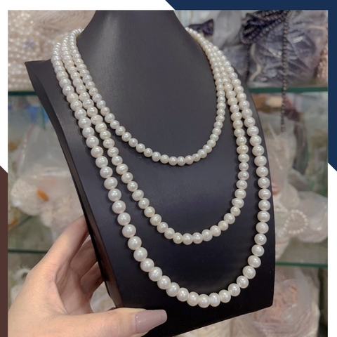 Vòng ngọc trai 3 tầng mặc áo dài đẹp cho nữ mã 3T78CH220