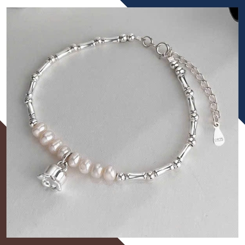 Combo Lắc Tay Ngọc Trai Bạc Vụn Phối Đốt Trúc, Hoa Linh Lan VTNT51