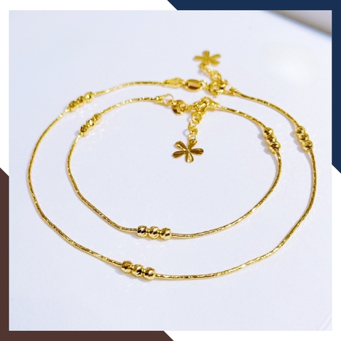 Combo lắc tay và lắc chân bi vàng tây 10k cho nữ đẹp mẫu dây mì mã T59C72