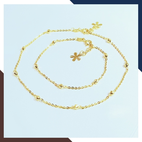 Combo lắc tay và lắc chân bi vàng tây 10k cho nữ đẹp mẫu dây mì mã T59C72