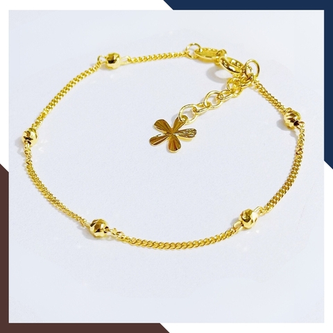 Combo lắc tay và lắc chân bi vàng tây 10k cho nữ đẹp mẫu mắt xích mã T38C52