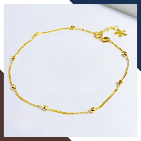 Combo lắc tay và lắc chân bi vàng tây 10k cho nữ đẹp mẫu mắt xích mã T38C52