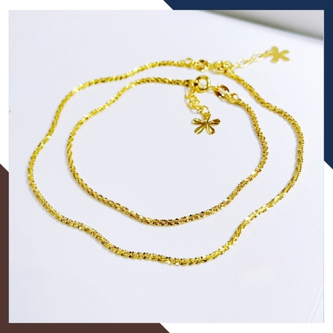 Combo lắc tay và lắc chân dây xù vàng tây 10k cho nữ đẹp mã T46C57