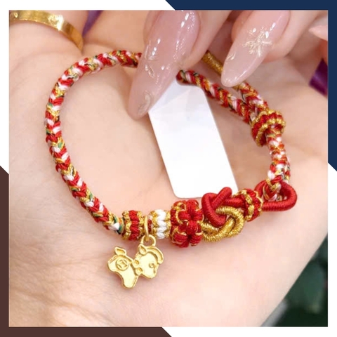 Vòng Charm Ngựa Vàng 24K 9999 Dây Chỉ Đỏ VCHV93 – Bộ Sưu Tập 5 Mẫu Phong Thuỷ