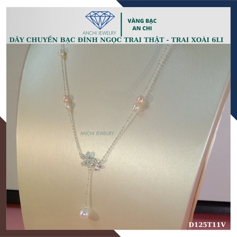 Dây chuyền ngọc trai nữ mặc áo dài thật đẹp mã D125TX11T2l8