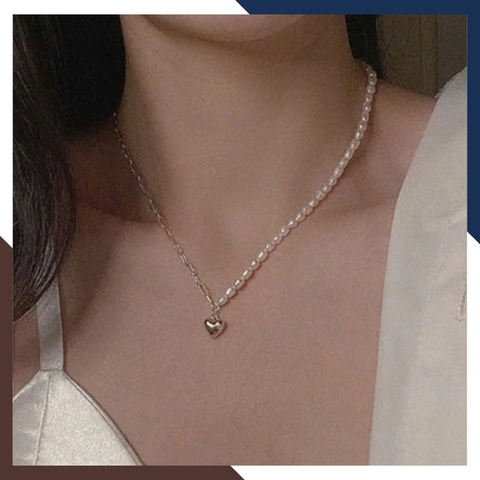 Dây chuyền ngọc trai nữ bạc thật cá tính mã 45AC330