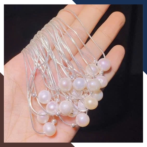 Dây chuyền bạc ngọc trai xuyên tâm cho nữ trẻ đẹp mã 910AC250