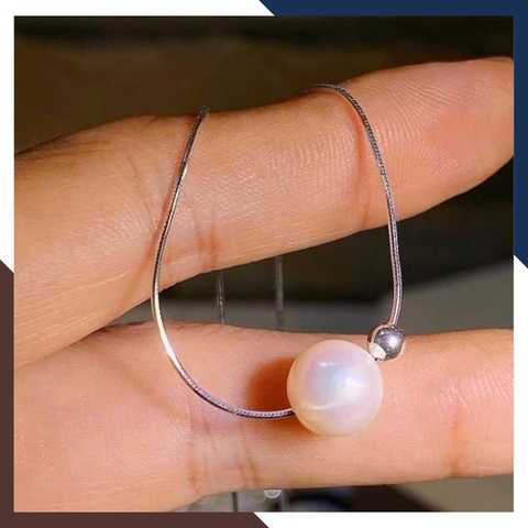 Dây chuyền bạc ngọc trai xuyên tâm cho nữ trẻ đẹp mã 910AC250