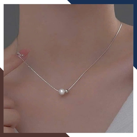 Dây chuyền bạc ngọc trai xuyên tâm cho nữ trẻ đẹp mã 910AC250