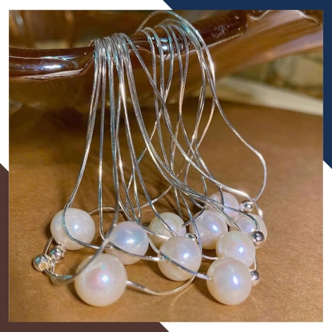 Dây chuyền bạc ngọc trai xuyên tâm cho nữ trẻ đẹp mã 910AC250