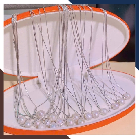 Dây chuyền bạc ngọc trai xuyên tâm cho nữ trẻ đẹp mã 910AC250