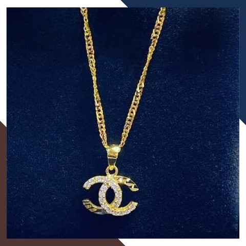 Dây chuyền Chanel vàng tây 10k đính đá cho nữ đẹp mã D60M19