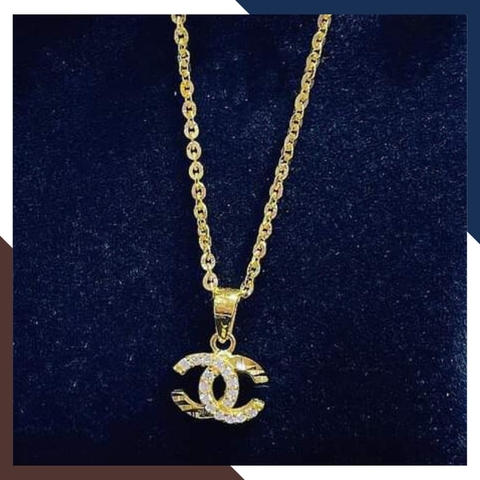 Dây chuyền Chanel vàng tây 10k đính đá cho nữ đẹp mã D60M19