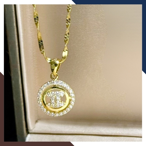 Dây chuyền Chanel vàng tây 10k đính đá cho nữ nhiều mẫu đẹp mã D54M1731