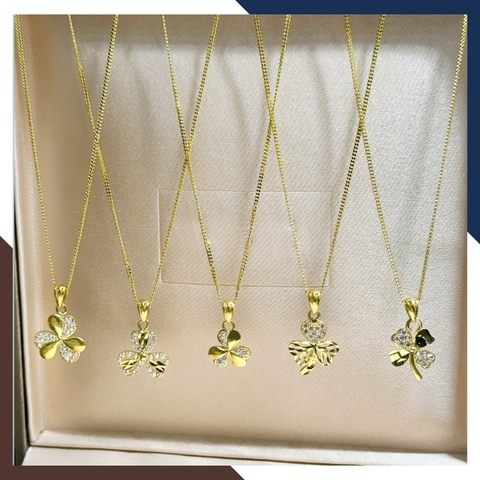 Dây chuyền cỏ 3 lá vàng tây 10k đính đá nhiều mẫu cho nữ đẹp mã D60M1924
