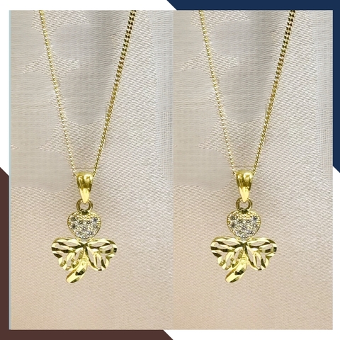 Dây chuyền cỏ 3 lá vàng tây 10k đính đá nhiều mẫu cho nữ đẹp mã D60M1924