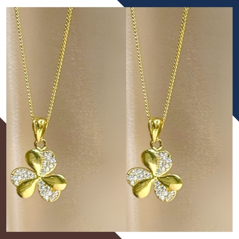 Dây chuyền cỏ 3 lá vàng tây 10k đính đá nhiều mẫu cho nữ đẹp mã D60M1924