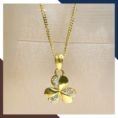 Dây chuyền cỏ 3 lá vàng tây 10k đính đá nhiều mẫu cho nữ đẹp mã D60M1924