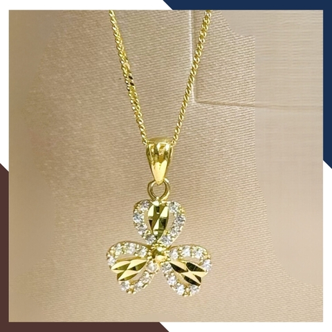 Dây chuyền cỏ 3 lá vàng tây 10k đính đá nhiều mẫu cho nữ đẹp mã D60M1924