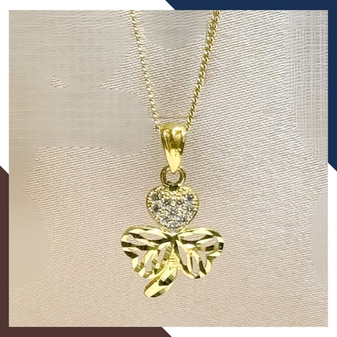 Dây chuyền cỏ 3 lá vàng tây 10k đính đá nhiều mẫu cho nữ đẹp mã D60M1924