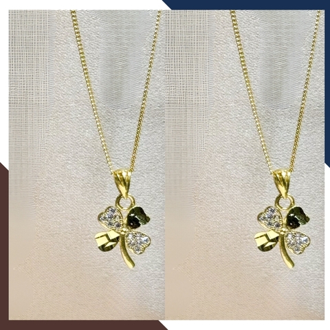 Dây chuyền cỏ 4 lá vàng tây 10k đính đá cho nữ đẹp mã TL78
