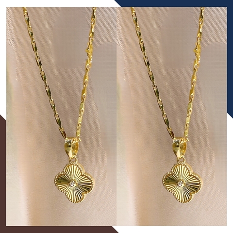 Dây chuyền cỏ 4 lá vàng tây 10k đính đá nhiều mẫu cho nữ đẹp mã D88M1927