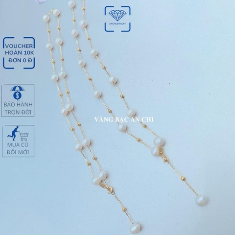 Dây chuyền ngọc trai nữ bạc thật mạ vàng mặc áo dài đẹp mã 67AC250