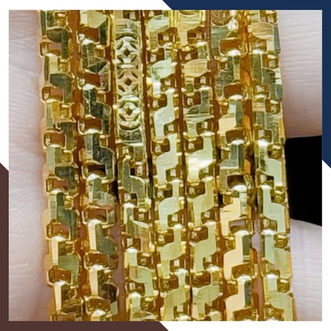 Dây chuyền vàng nam kiểu khúc chữ cong khúc ống trúc kim tiền 232N404 | vàng tây 10k