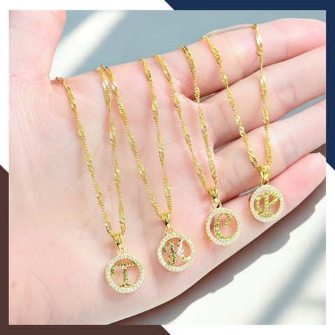 Dây chuyền mặt chữ cái vàng tây 10k đính đá cho nữ đẹp mã D25M12