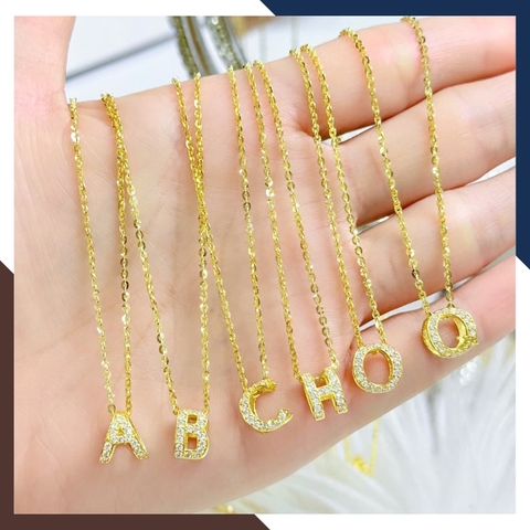 Dây chuyền mặt chữ cái vàng tây 10k đính đá cho nữ đẹp mã D25M12
