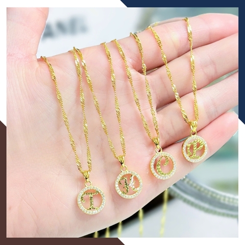 Dây chuyền mặt chữ cái vàng tây 10k đính đá cho nữ đẹp mã D25M12