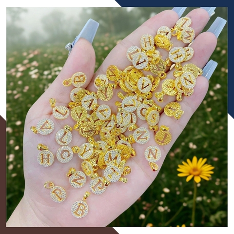 Dây chuyền mặt chữ cái vàng tây 10k đính đá cho nữ đẹp mã D25M12