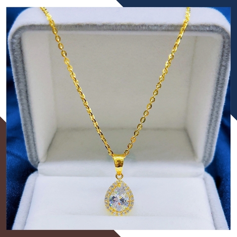 Dây chuyền mặt đá hình giọt nước bằng vàng tây 10k cho nữ đẹp mã D50M17