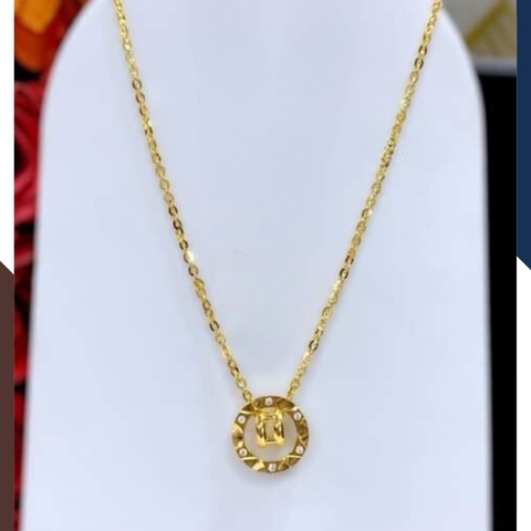 Dây chuyền mặt hình tròn vàng tây 10k đính đá cho nữ đẹp mã TL100